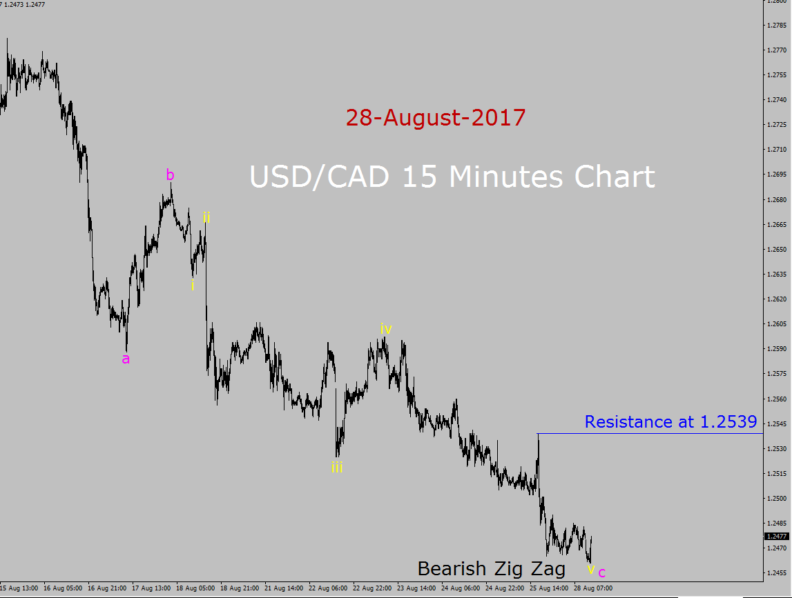 USD / CAD Elliott Wave Forecast