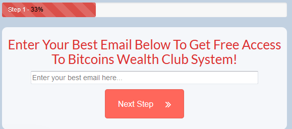 Registrazione e-mail di Bitcoin Wealth Club
