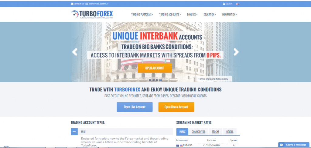 TurboForex Account Types