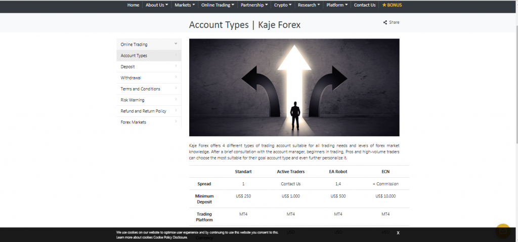 KajeFX Account Types