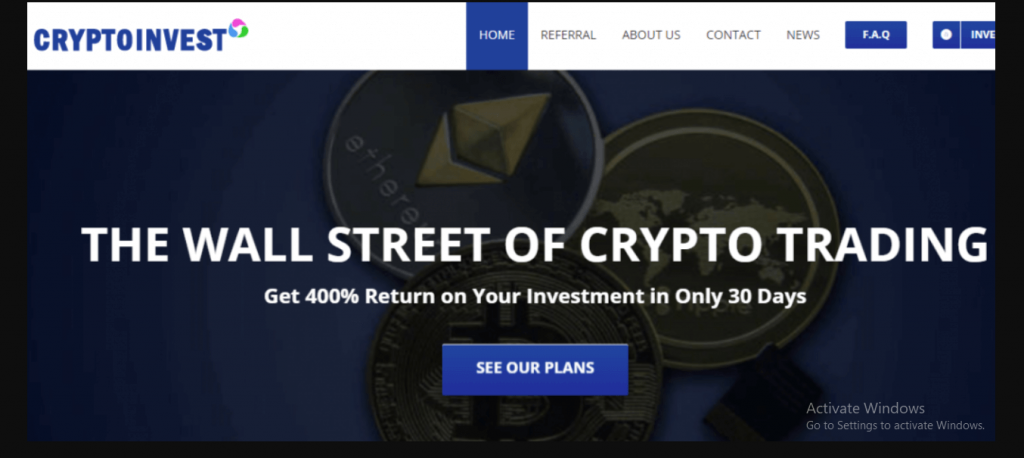 Revisión de Crypto Invest, Plataforma Cryptoinvest.is