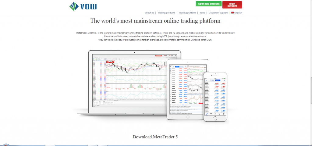 Vow Markets MT5 Trading Platform