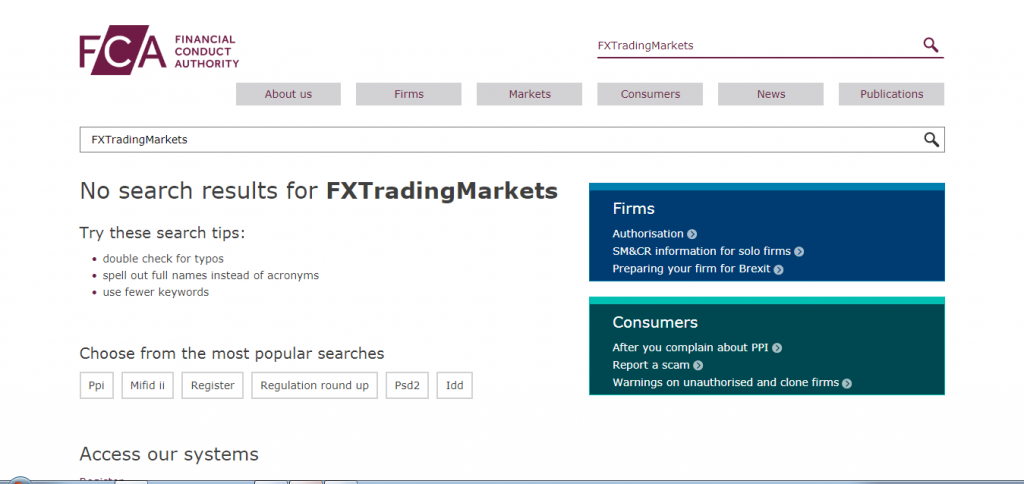 FXTradingMarkets License and Registration