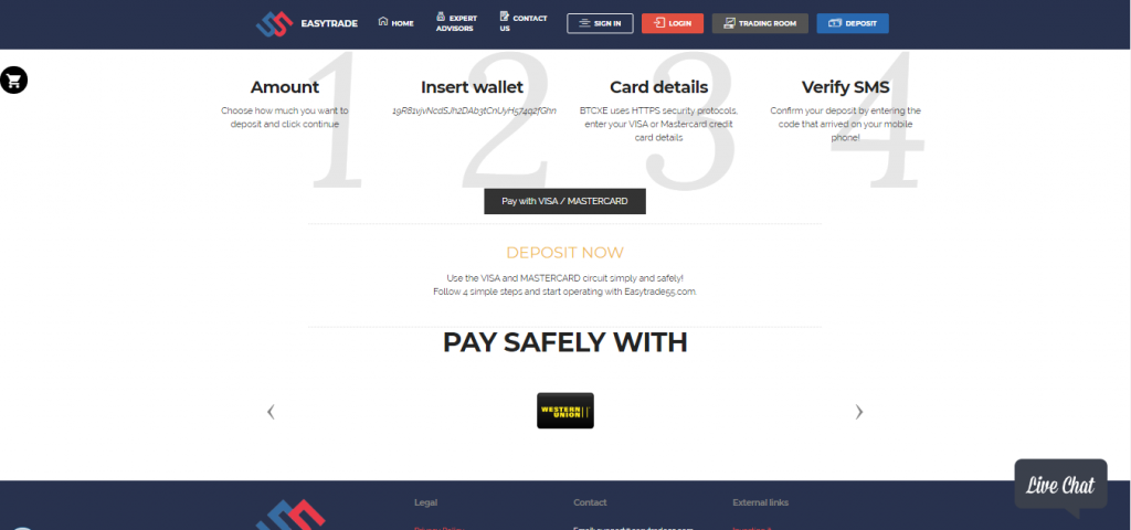 EasyTrade55 Deposit and Withdrawal/  Payment Options