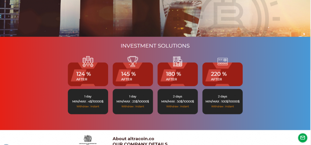Altracoin-Investitionspakete