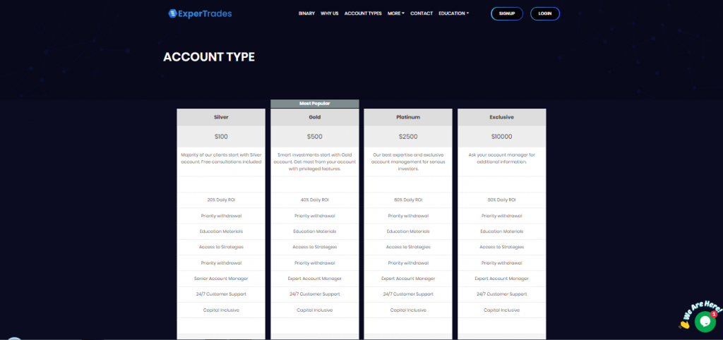 ExperTrades Account Types