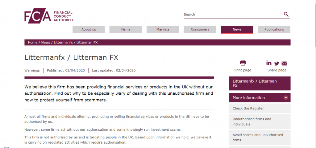 Litterman FX Warning from FCA