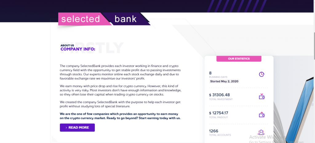 Análise de embuste de Selectedbank.com, plataforma de Selectedbank.com