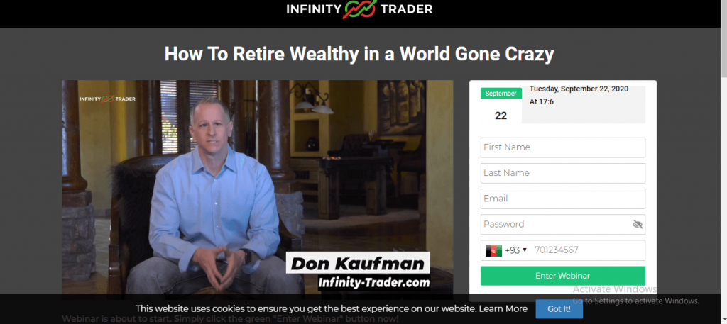 Infinity Trader-recensie, Infinity-Trader.com-platform