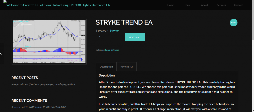 Recensione di Stryke Trend EA, piattaforma Creativesolutionsdevteam.com