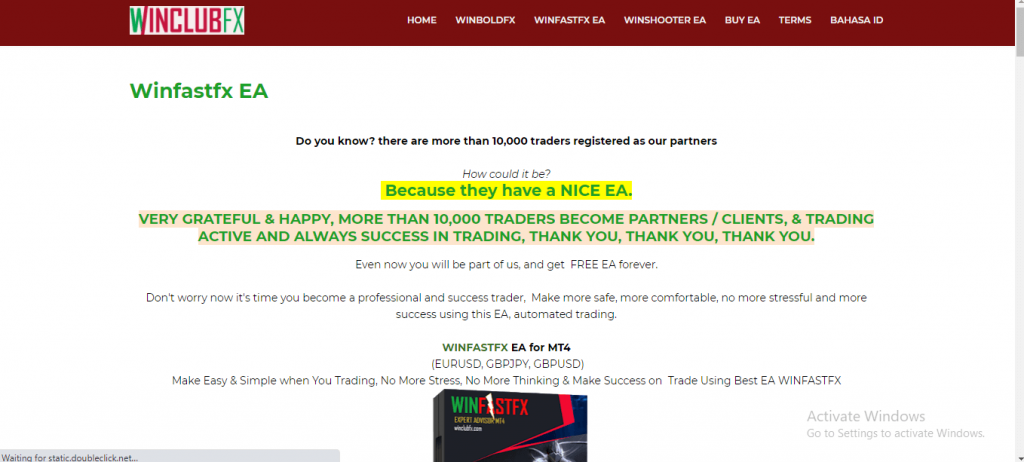 WinFastFX EA recensie, WinClubFX.com-platform