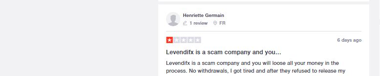 Comentarios de la víctima sobre LevendiFX