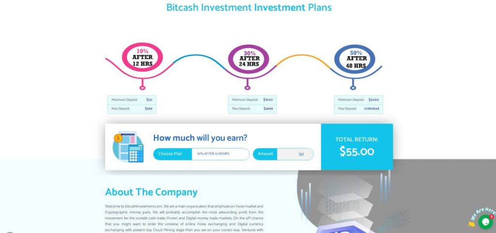 Planes y cuentas de inversión de Bitcash
