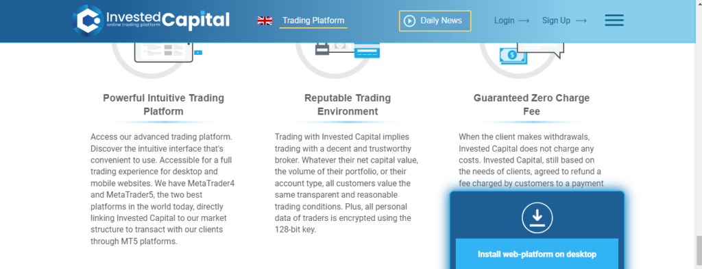 Avaliação da Invested-Capital.com, recursos da Invested-Capital.com