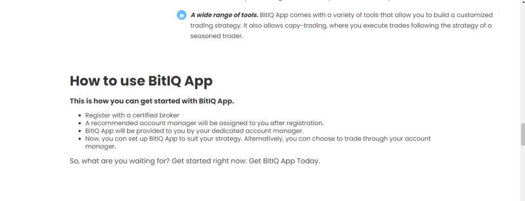 مراجعة Bitiq.app ، ميزات Bitiq.app