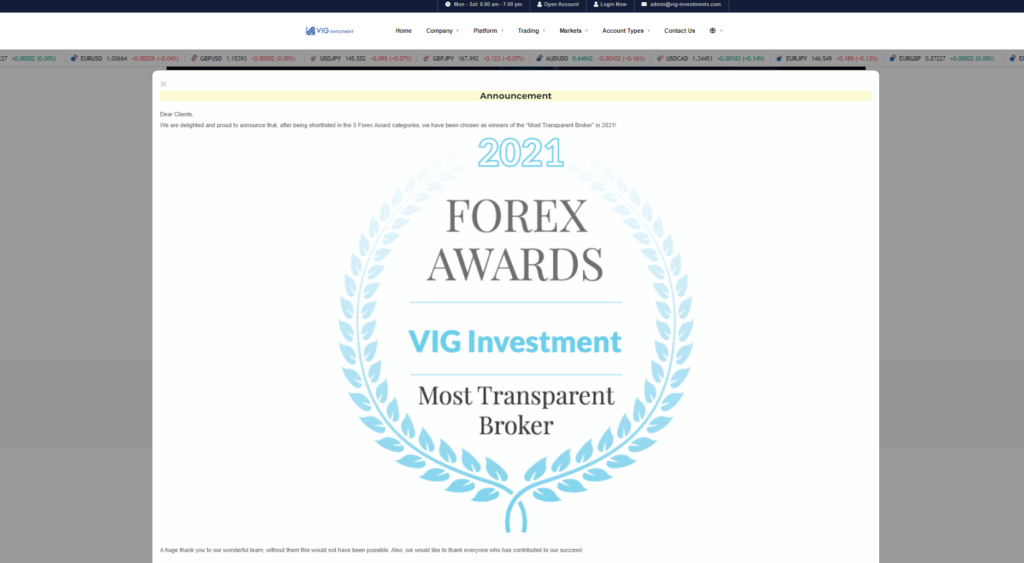 False affermazioni sul premio vig-investments.com
